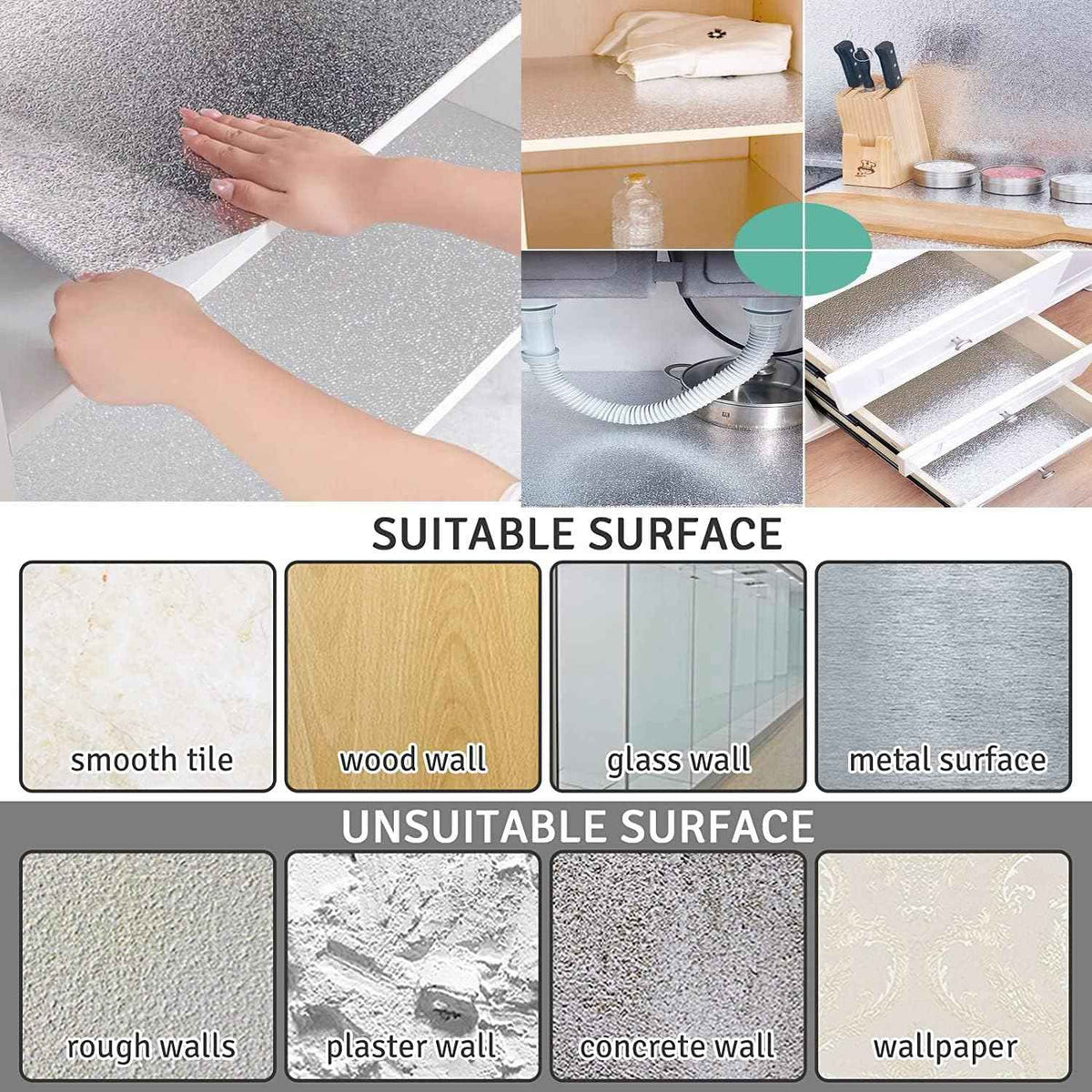 Silver Kitchen Backsplash Wallpaper Stickers