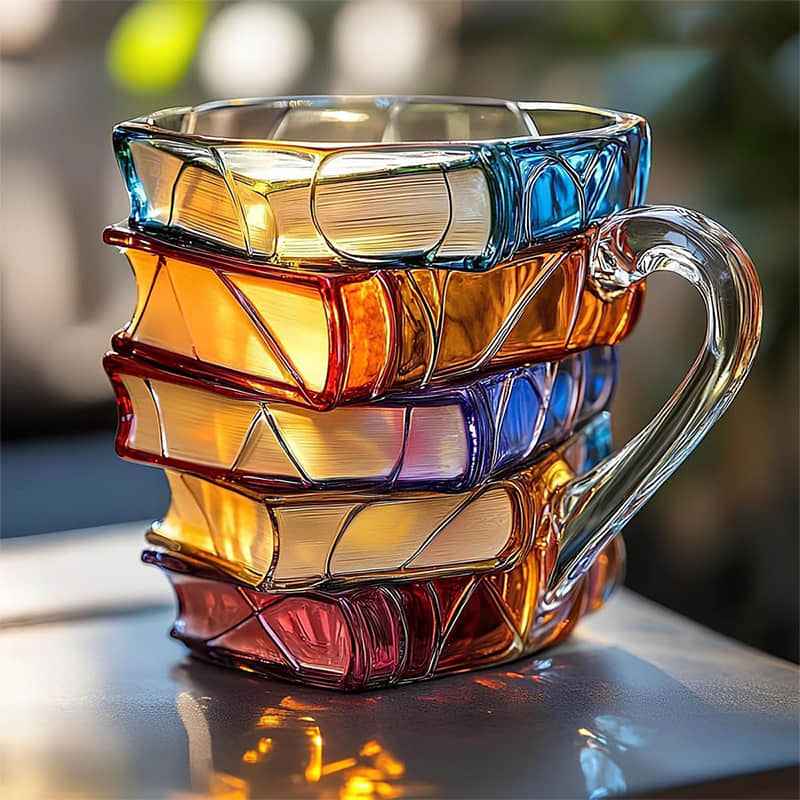 Ceramic Innovative 3D Painting Book Mug Unique Stacked