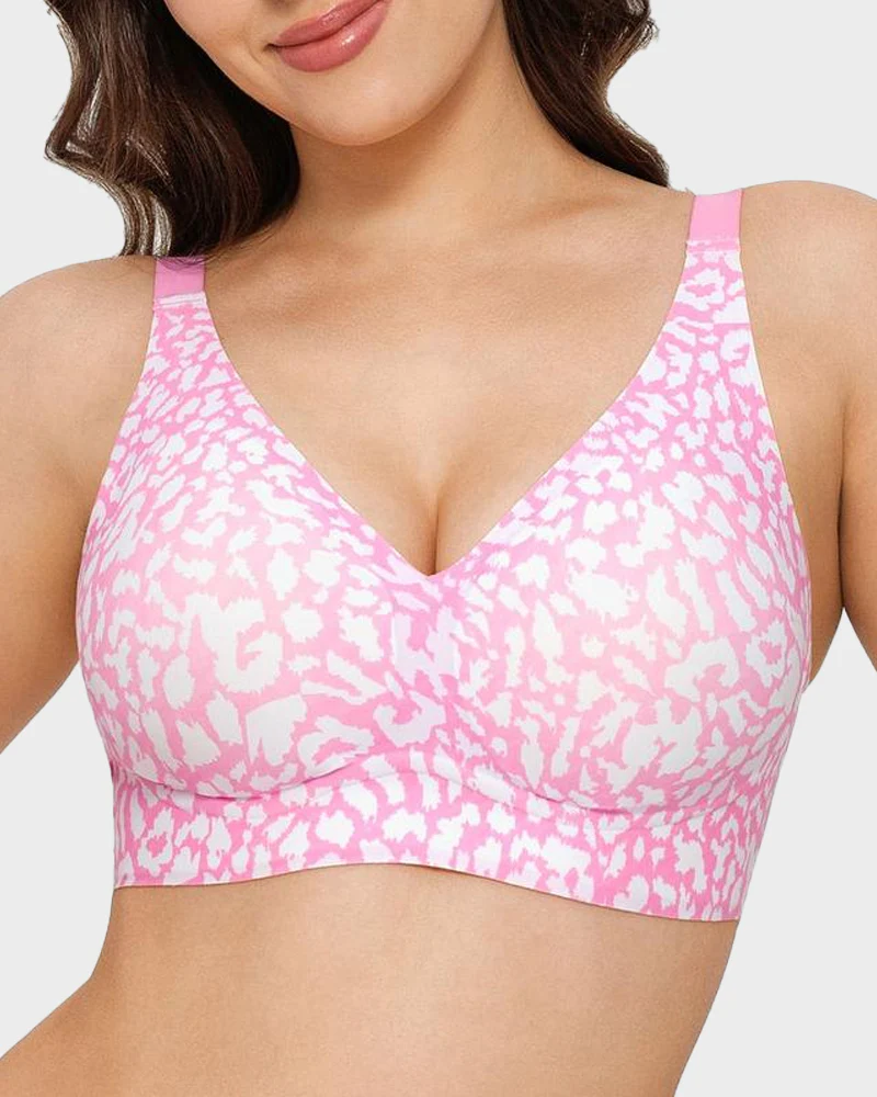 Wireless Leopard V-Neck Contour Bra