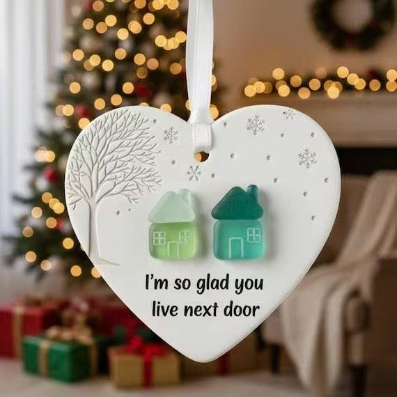 Buy 4, Get 3 Free🎁 【Heartfelt Christmas Gifts】-Snowflake Shaped Sea Glass Friendship Ornament