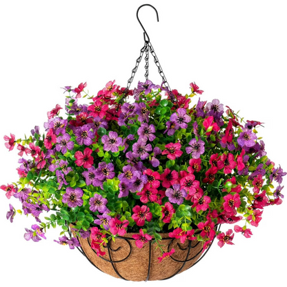 💐 Artificial Daisy Hanging Basket -🏡 Low Maintenance Outdoor Silk Flower Planter for Patio & Garden