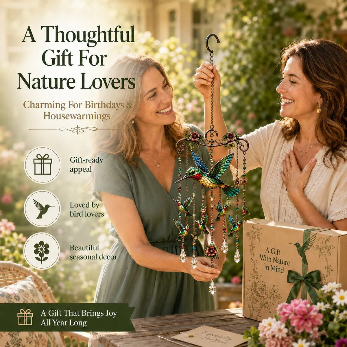 🎐Graceful Hummingbird Wind Chime, Bring Beauty, Peace To Your Garden🐦🎐