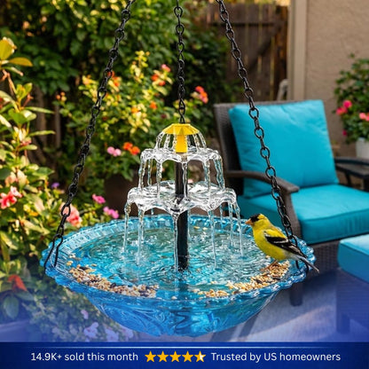 ✨ 2026 Spring limited offer 50% off 🐦 Solar Hanging Cascade Garden Bird Bath Fountain