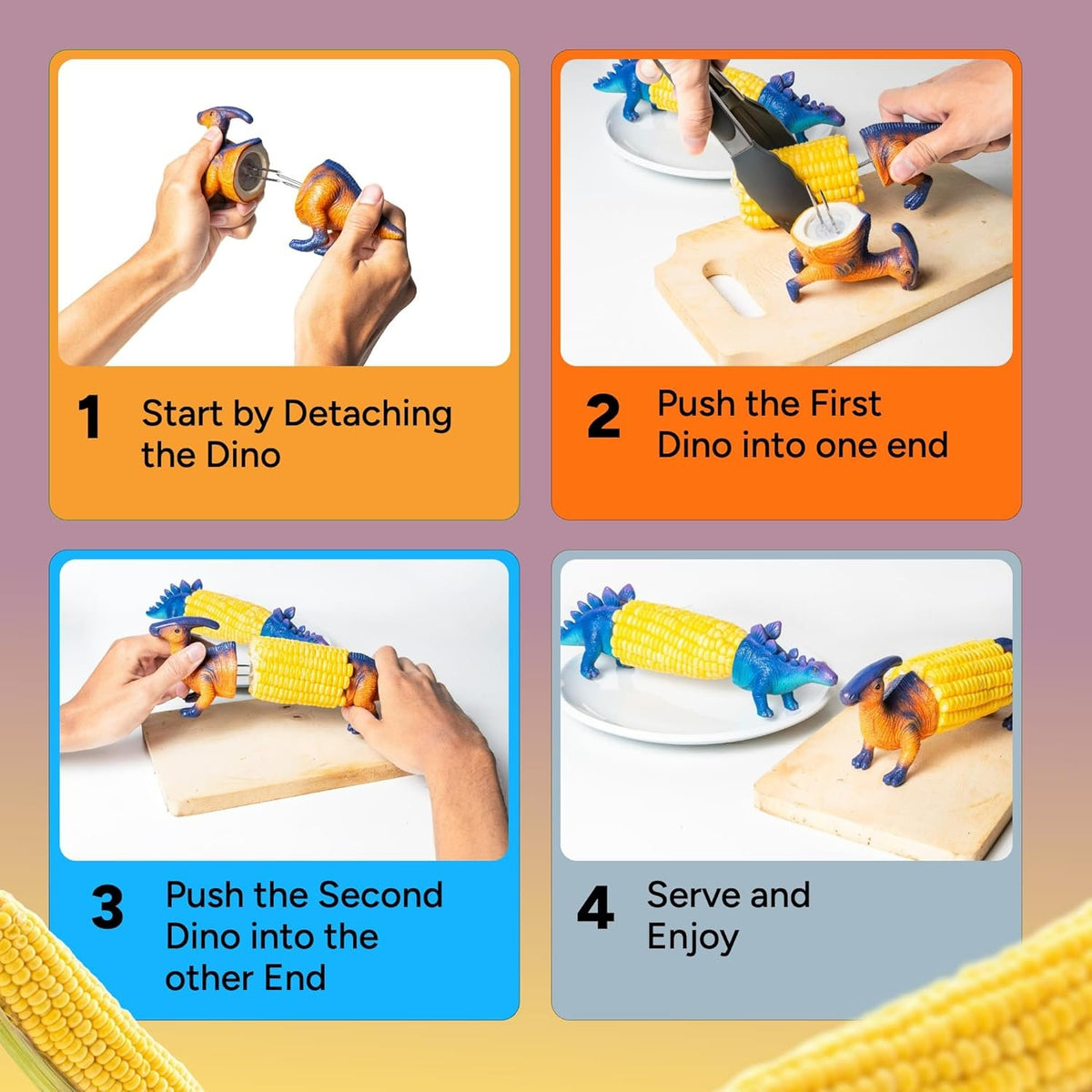 🔥Last Day Promotion🦖 Dino Bite Corn Holders 🌽Turn Ordinary Corn Into The Most Fun Thing On The Table🧒