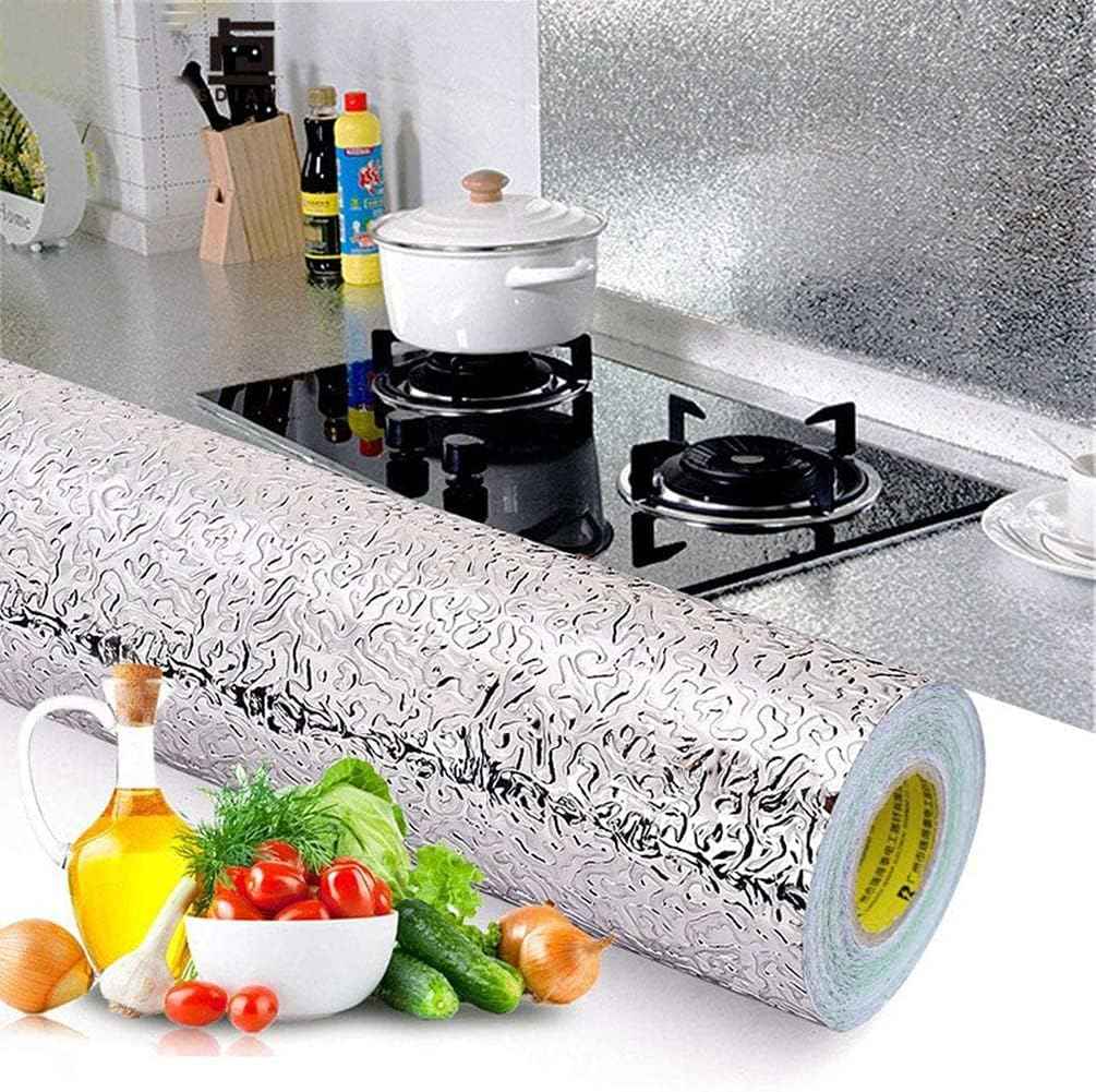 Silver Kitchen Backsplash Wallpaper Stickers