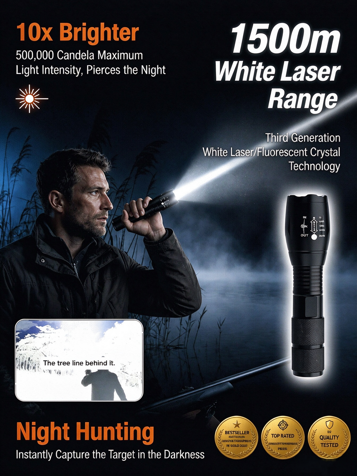 🔦"Tongtianpao" High-Brightness Zoomable White Laser Flashlight - 🔥Last Day Of The Sale🔥