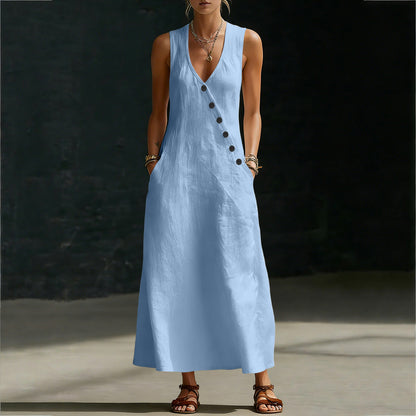 🌈New In 50% OFF🌟| Boho Linen Maxi Dress👗 - Perfect for Beach, Vacation & Brunch!