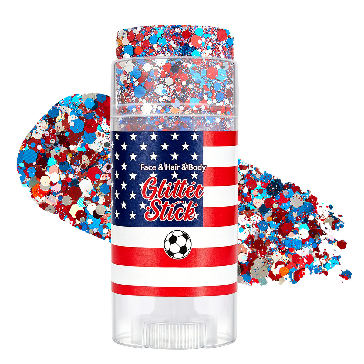 🔥LAST DAY 50% OFF 4th of July Glitter Stick - Red White Blue Patriotic Sparkle Gel for Face Hair & Body