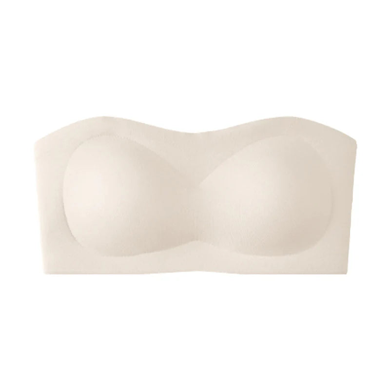 💞Womens Strapless Bras Push Up Bandeau Bra Non Slip Wireless Supportive Padded Bras Seamless Comfortable Tube Jelly Bra