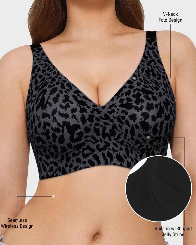Wireless Leopard V-Neck Contour Bra