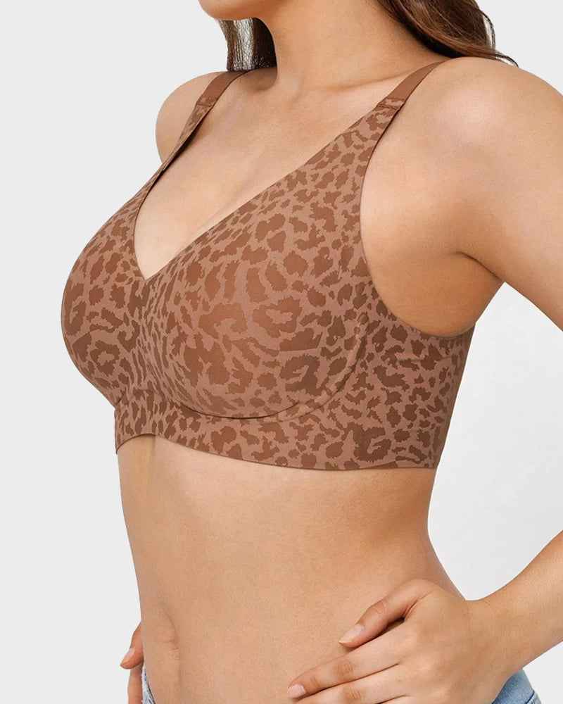 Wireless Leopard V-Neck Contour Bra