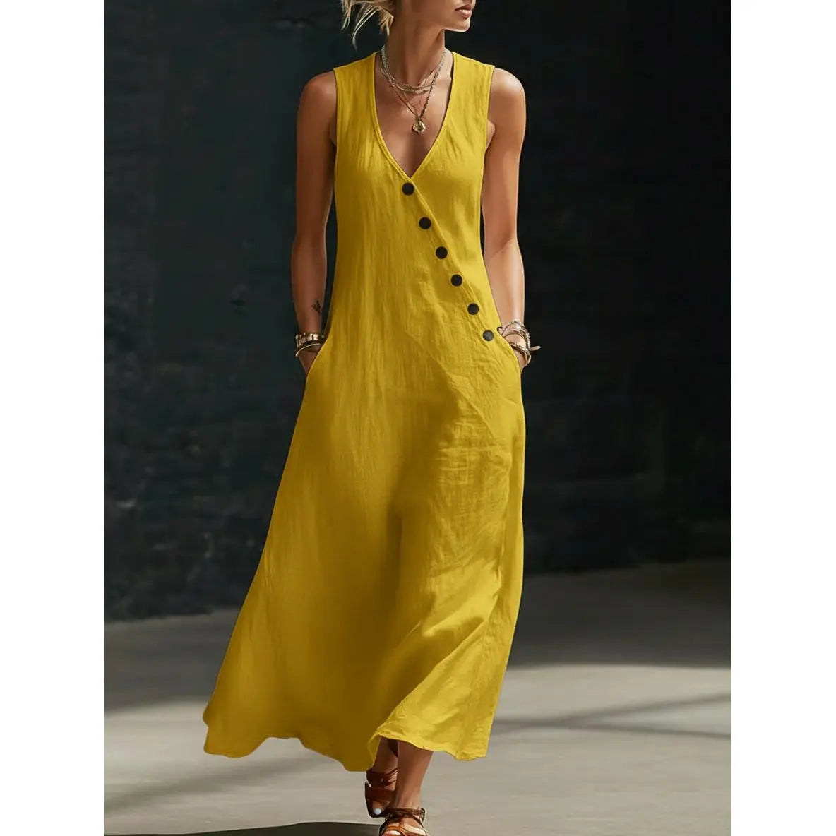 🌈New In 50% OFF🌟| Boho Linen Maxi Dress👗 - Perfect for Beach, Vacation & Brunch!