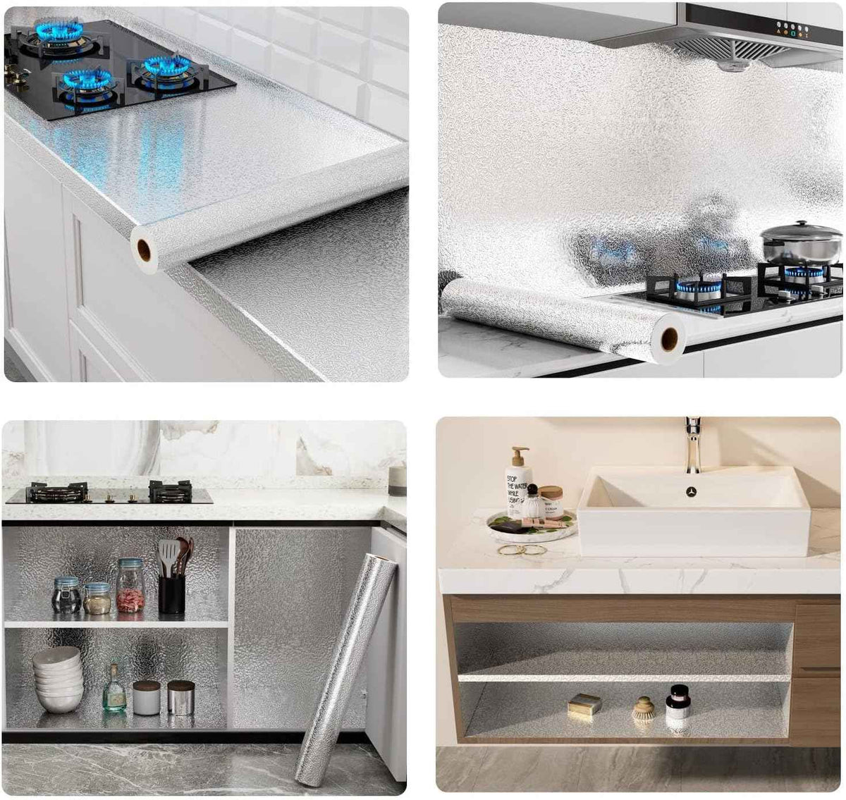 Silver Kitchen Backsplash Wallpaper Stickers