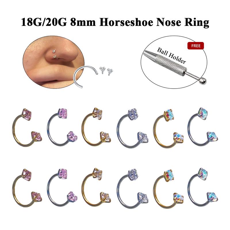 Internally Threaded Gems Nose Ring